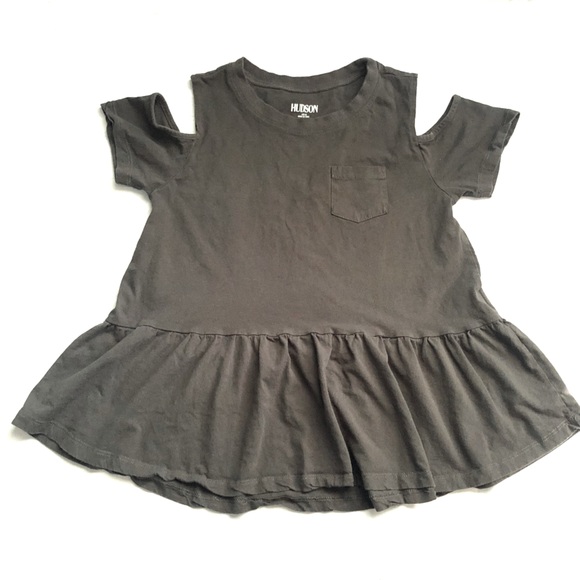 Hudson Jeans Tops - Hudson Gray Ruffle Peplum Pocket T Shirt